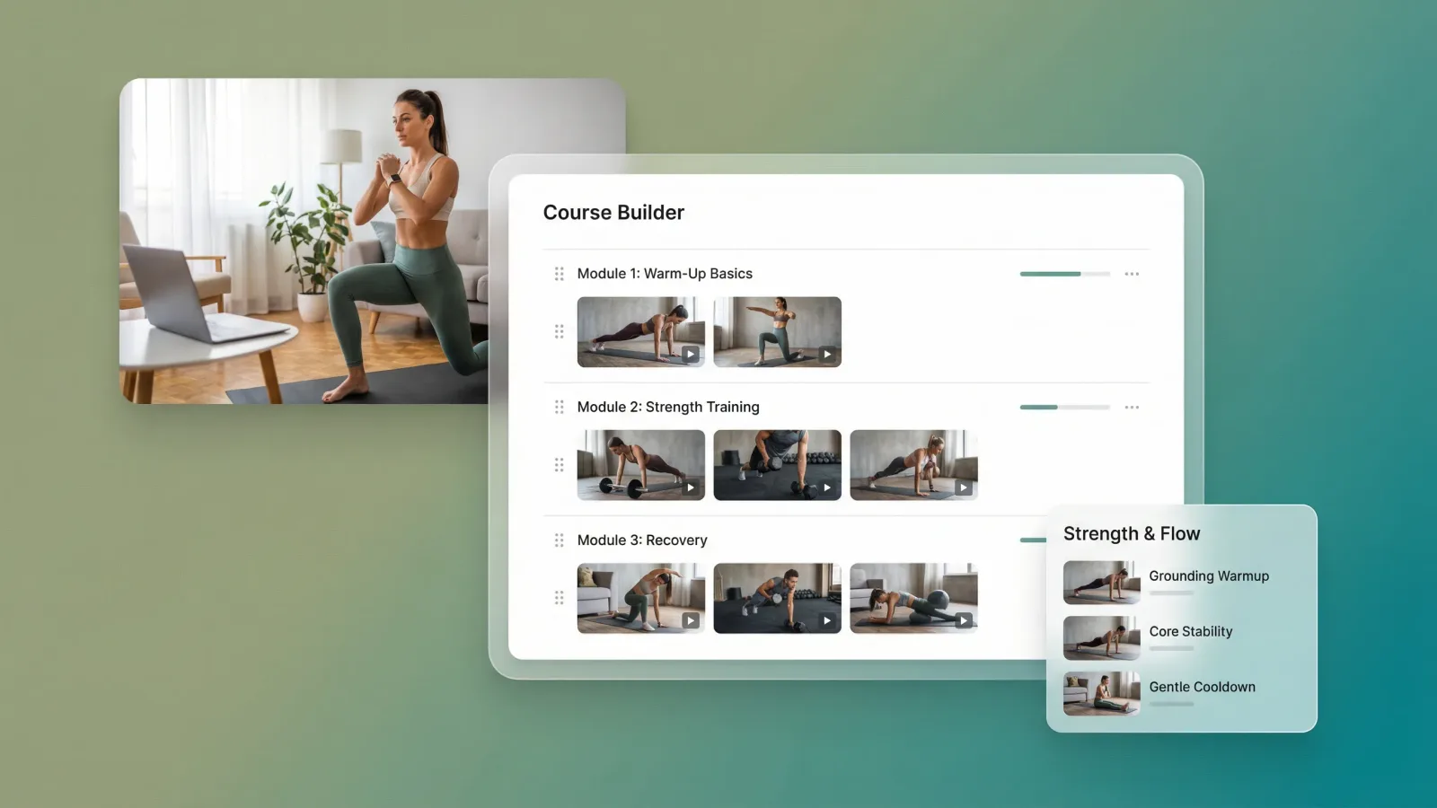 Course builder interface we test on each platform