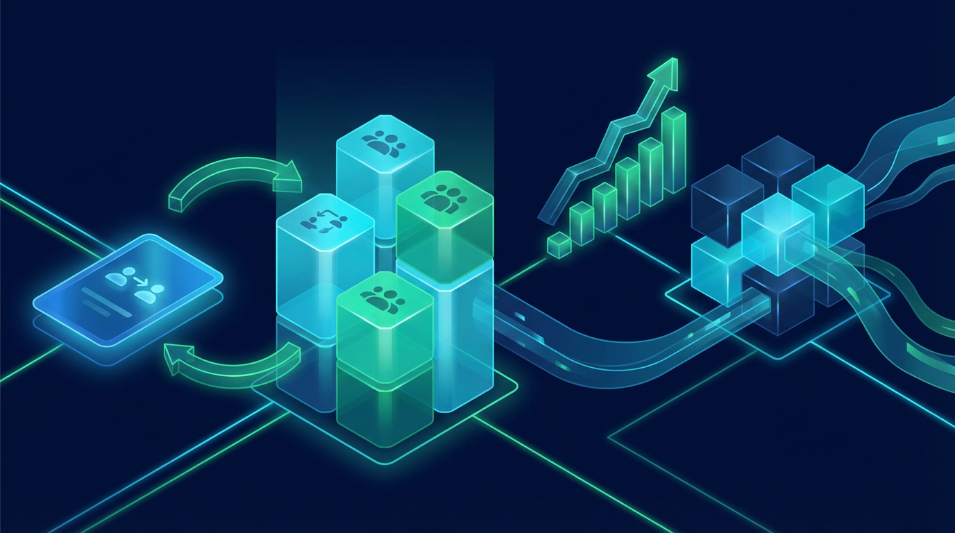 Split view showing 1-on-1 coaching transitioning to group coaching with growth indicators
