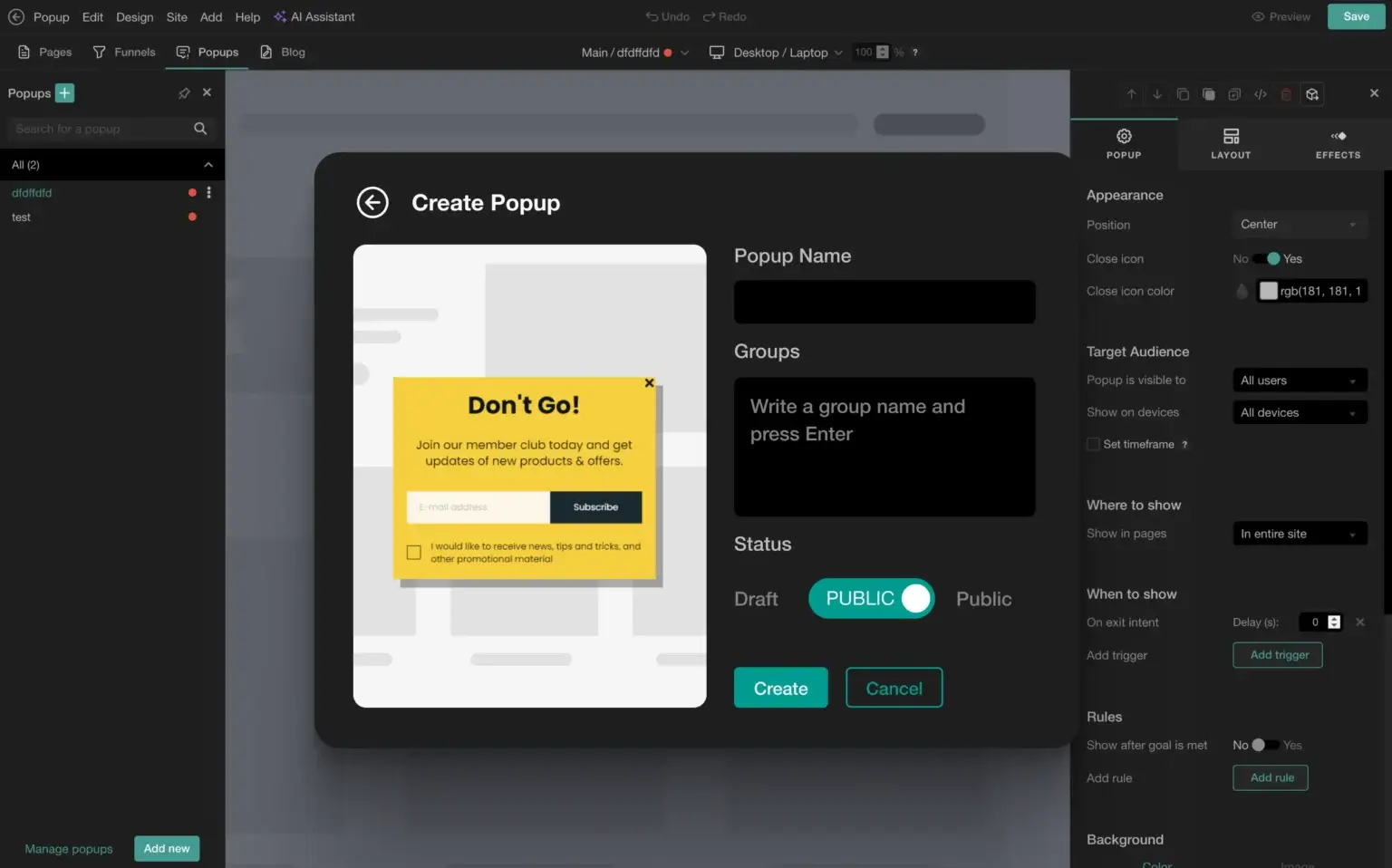 LearnWorlds pop-up and lead capture features