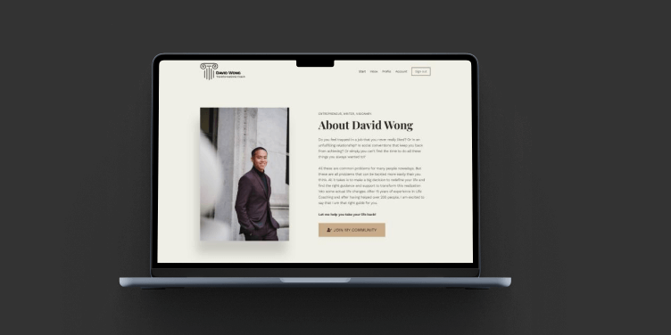 LearnWorlds website example for a coaching business